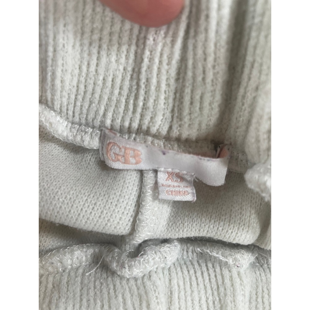 GB Women Off White Ribbed Knit Wide Leg Drawstring Lounge Pants XS - Picture 3 of 8